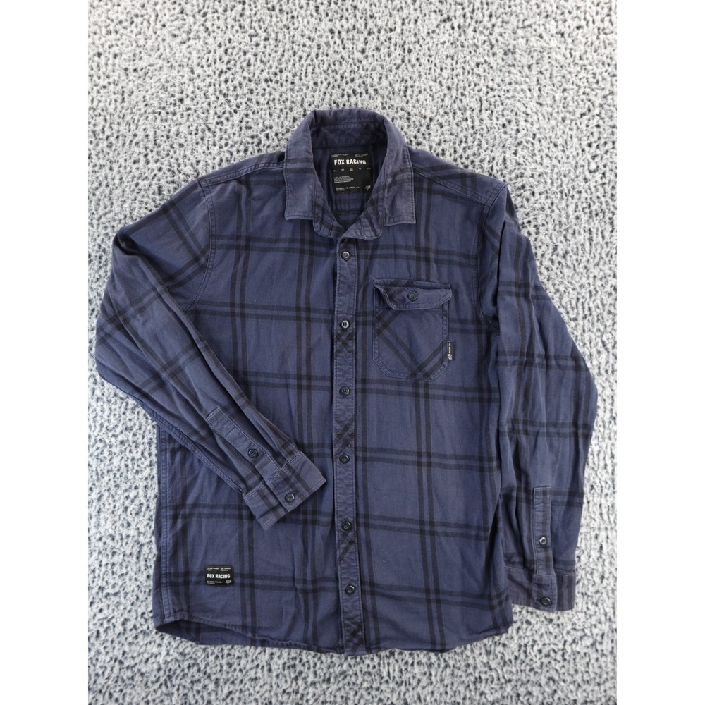 Fox Racing Voyd 2.0 Flannel Shirt, Blue/Black Size Large‎